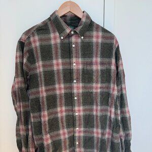 Gitman Vintage Brown-Olive Melange Plaid Flannel XL